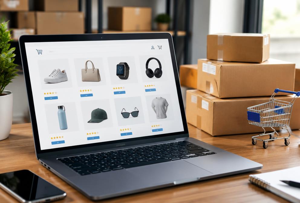 Tienda online con catálogo de productos y paquetes listos para envío
