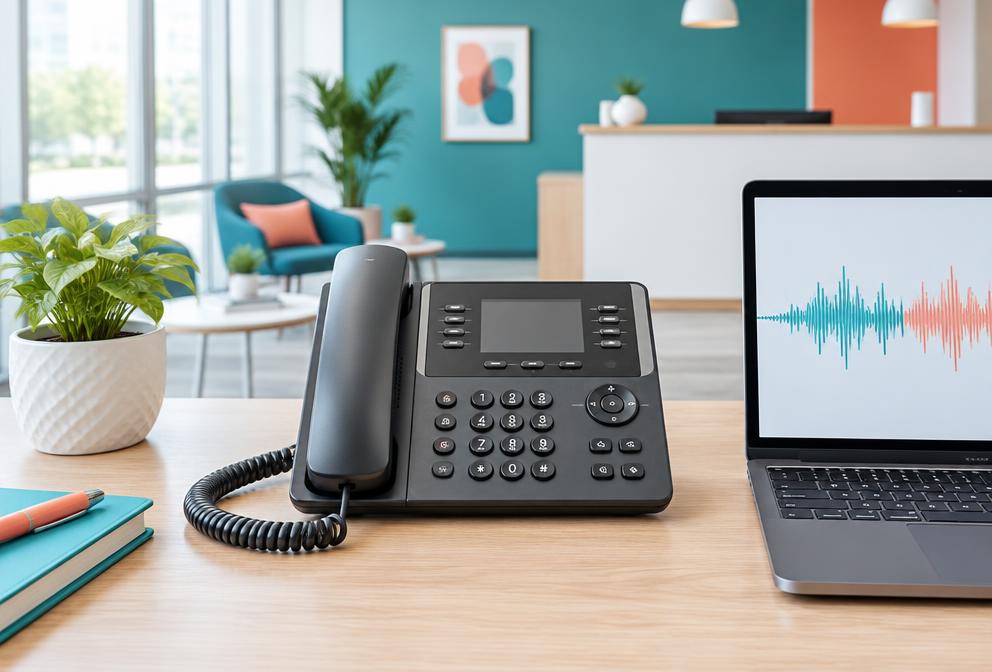 Teléfono de empresa conectado a un asistente de voz