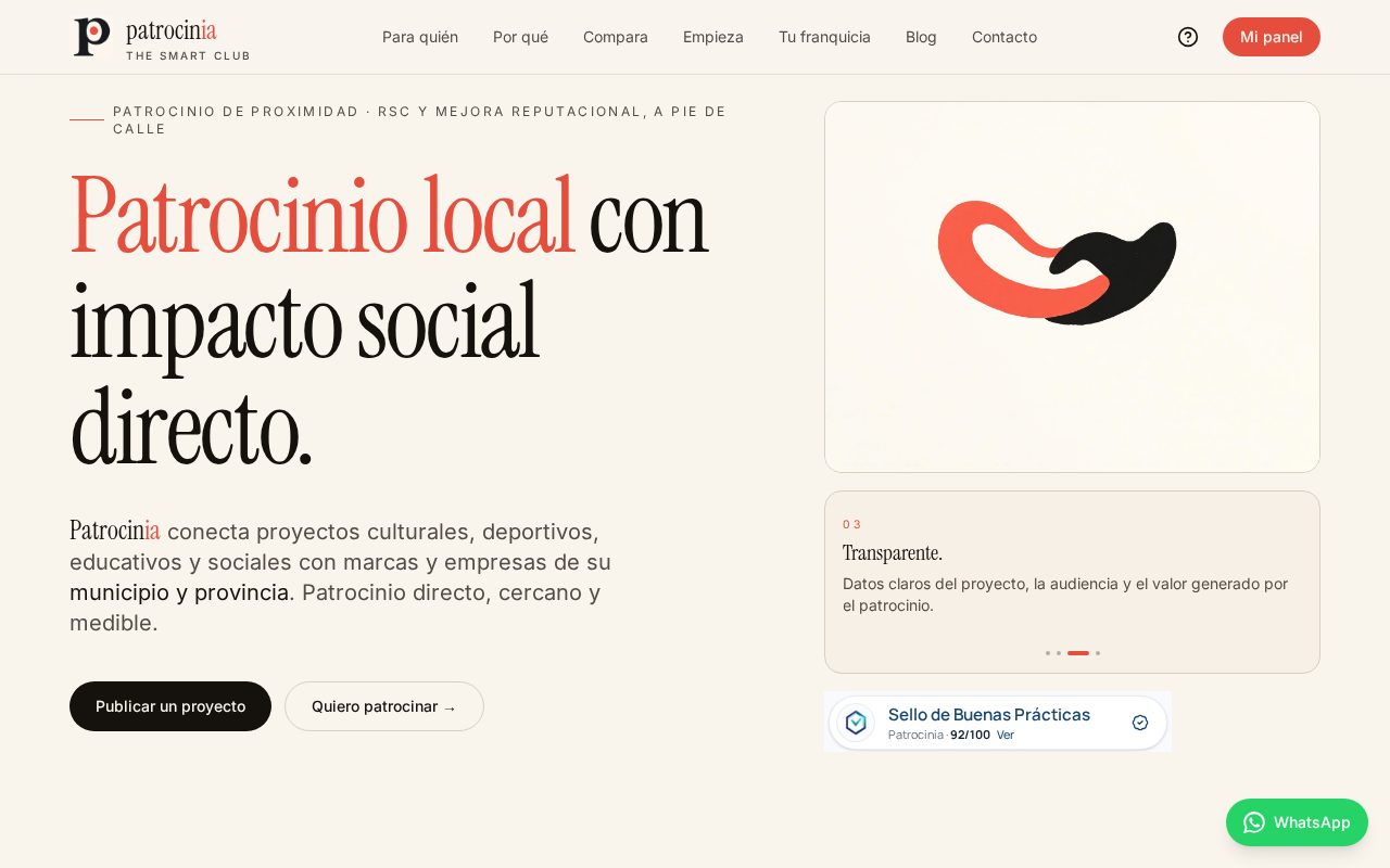 Captura de Patrocinia.com